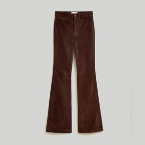 High-Rise Flared Corduroy Pants in Chocolate Brown